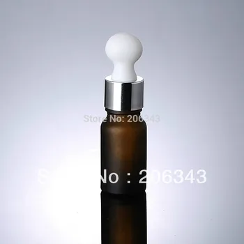 10ml maro mat sticla cu argint lucios cu guler mare alb bec ,sticla dropper ,pentru cosmeticl de ambalare