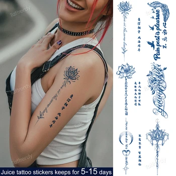 2 Săptămâni De Durată Suc Temporar Rezistent La Apa Transfer De Autocolante Tatuaj Fluture Floare Scrisoare Flash Tatuaje False Bărbați Femei Copii