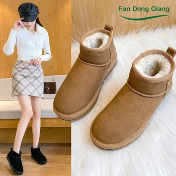 Noi Femeile Sonw Mini Cizme groase de Iarna Blana de Oaie Integrare Pantofi Anti-Alunecare Scurt Snow Boot pentru Femeie Caldă și Confort