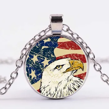 Noul Steag American Eagle Arta Foto Cabochon Sticla Pandantiv Colier Bijuterii, Accesorii pentru Femei Barbati Cadouri Creative