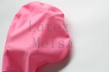 Suflare de culoare roz mască de latex dominare sexuala deschide respirația gaura cu fermoar spate pentru adulți