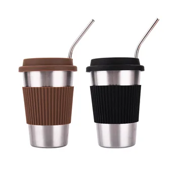 Din Oțel inoxidabil Cana de Cafea Cu Capac de Silicon Izolat Anti-opărire Ceai Lapte birou Cana Rece la Cald Masina de Cana de Ușor Acasă Cupa Drinkware