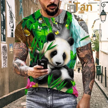 Noi de Animale Drăguț Panda T-shirt de Imprimare 3d tricou Personalitate Hip-hop Unisex Casual T-shirt de Vară Sport Barbati Top