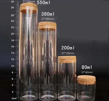 Capacitatea de 80ml (5.7*6*5.2 cm) 50pcs/lot tes tub de sticlă transparentă drăguț flacoane de sticlă cu dop de plută, Sticlă, Sticle ,mini-flacon de sticlă
